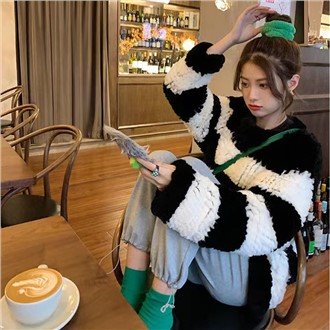 ピンク チェッカーボード セーター